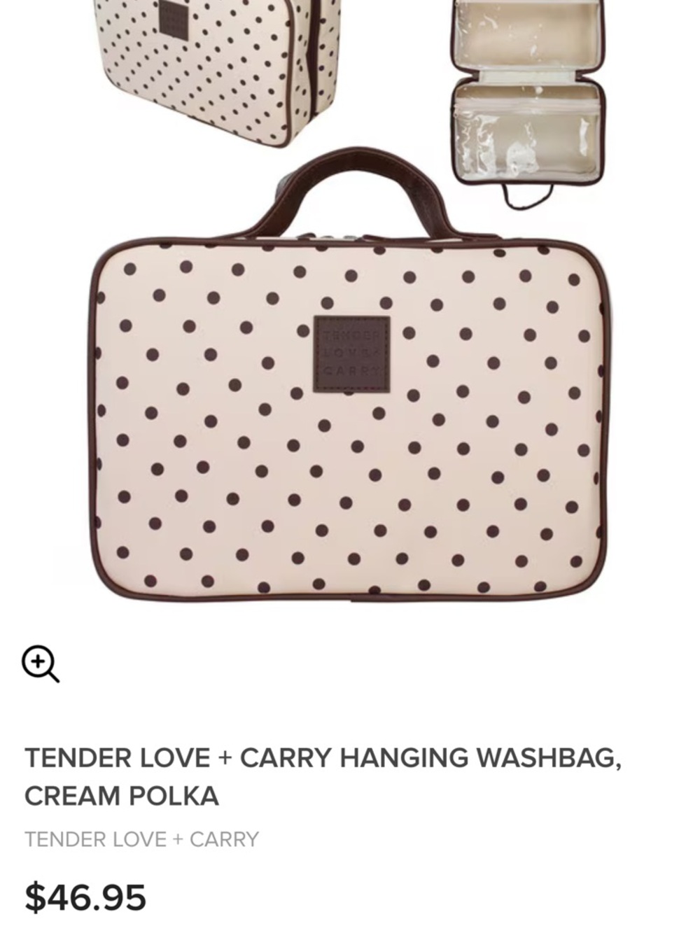 Tender Love + Carry Cream Polka Dot Hanging Wash Bag